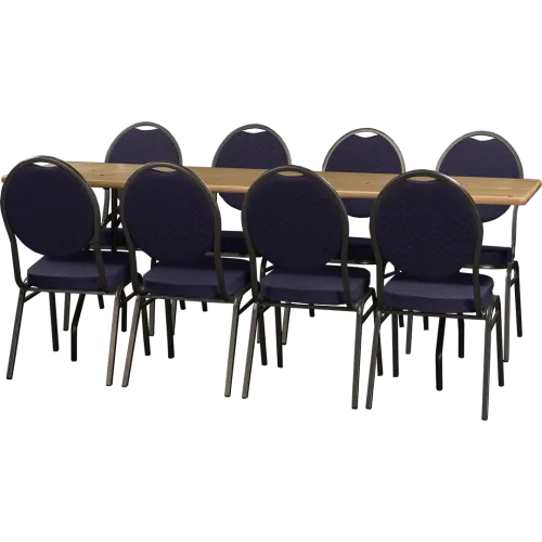 Sonderposten Klappbares Bierzelt-Tischset 220x60 cm mit 8 Stapelstühlen – Blau