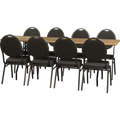 Sonderposten Klappbares Bierzelt-Tischset 220x60 cm mit 8 Stapelstühlen – Schwarz