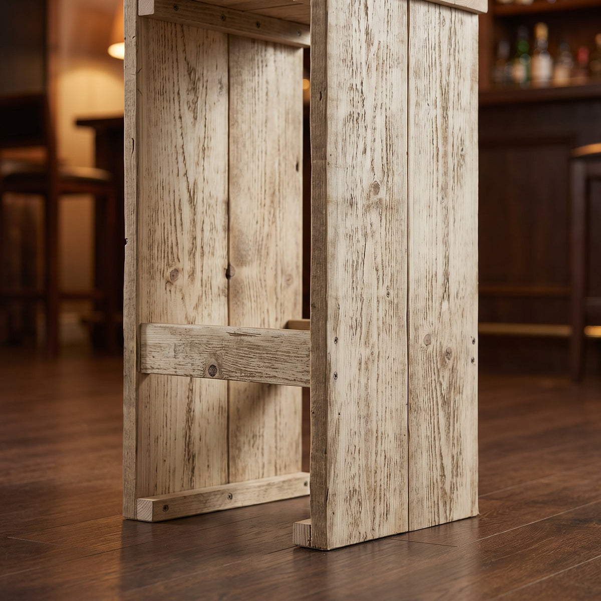 Bauholz Barhocker 1 – Detailansicht Gestell