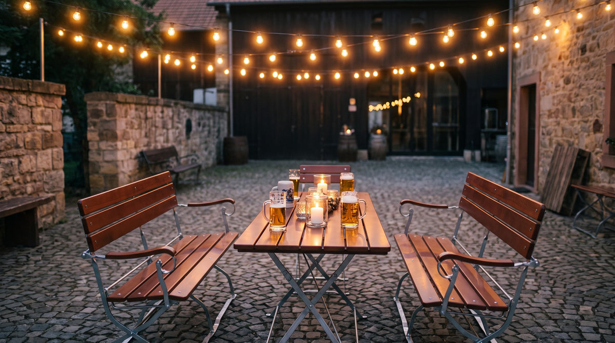 Biergartenbank Kempten AL – Einsatzbeispiel am Abend