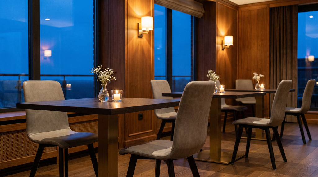 Restaurantstuhl Carlotta – Einsatzbeispiel am Abend