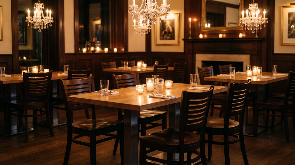 Restaurantstuhl Emma H – Einsatzbeispiel am Abend