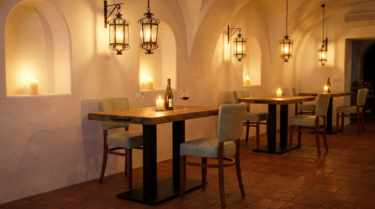 Restaurantstuhl Leah – Einsatzbeispiel am Abend