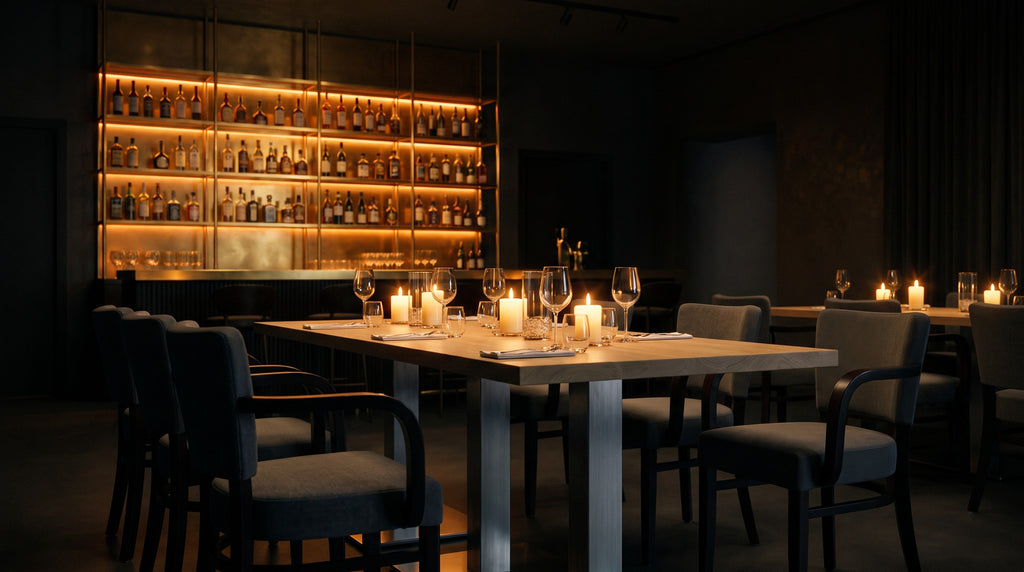Restaurantstuhl Leah AL – Einsatzbeispiel am Abend