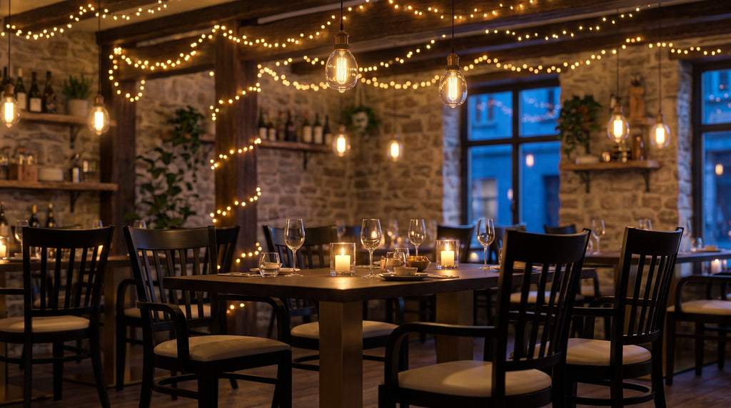 Restaurantstuhl Leonie AL – Einsatzbeispiel am Abend