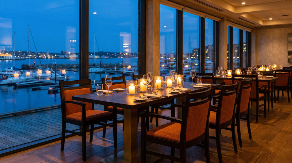 Restaurantstuhl Monica AL – Einsatzbeispiel am Abend