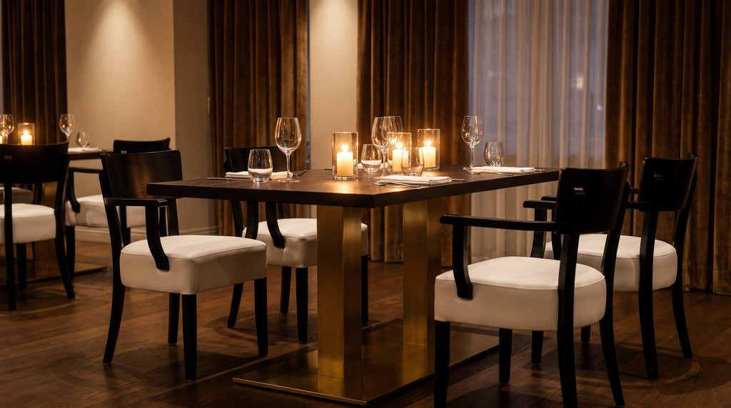 Restaurantstuhl Olivia AL – Einsatzbeispiel am Abend