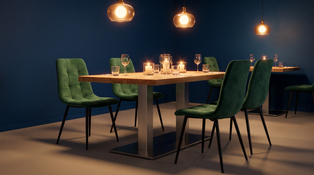 Restaurantstuhl Preston – Einsatzbeispiel am Abend