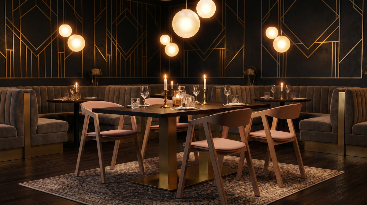 Designstuhl Simple – Einsatzbeispiel am Abend