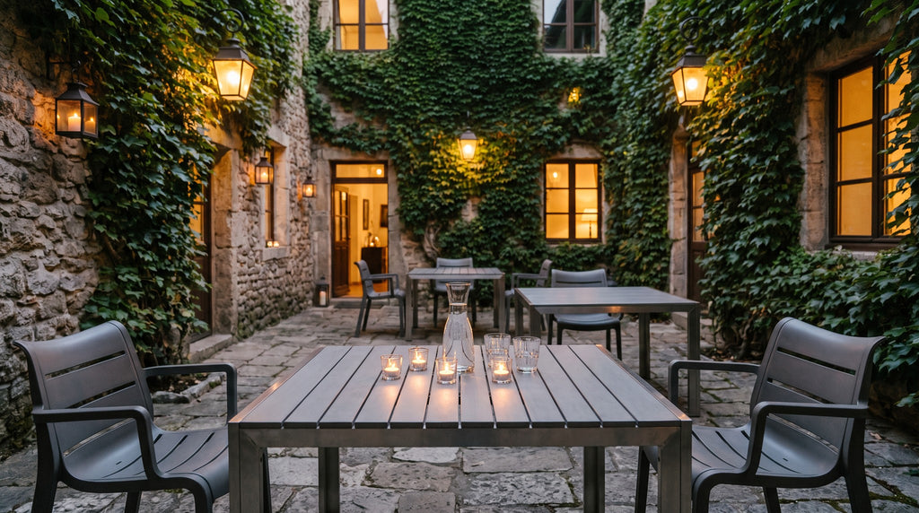 Terrassenstuhl Bari – Einsatzbeispiel am Abend
