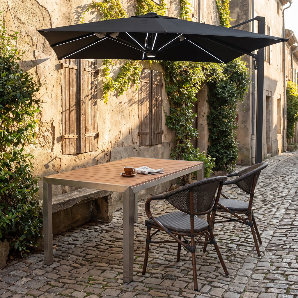 terrassenstuhl-bucky-grau – Einsatzbeispiel Restaurantterrasse