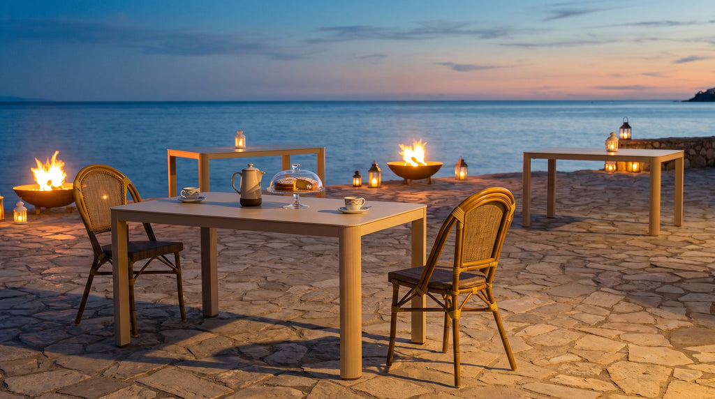 Terrassenstuhl Cana – Einsatzbeispiel am Abend