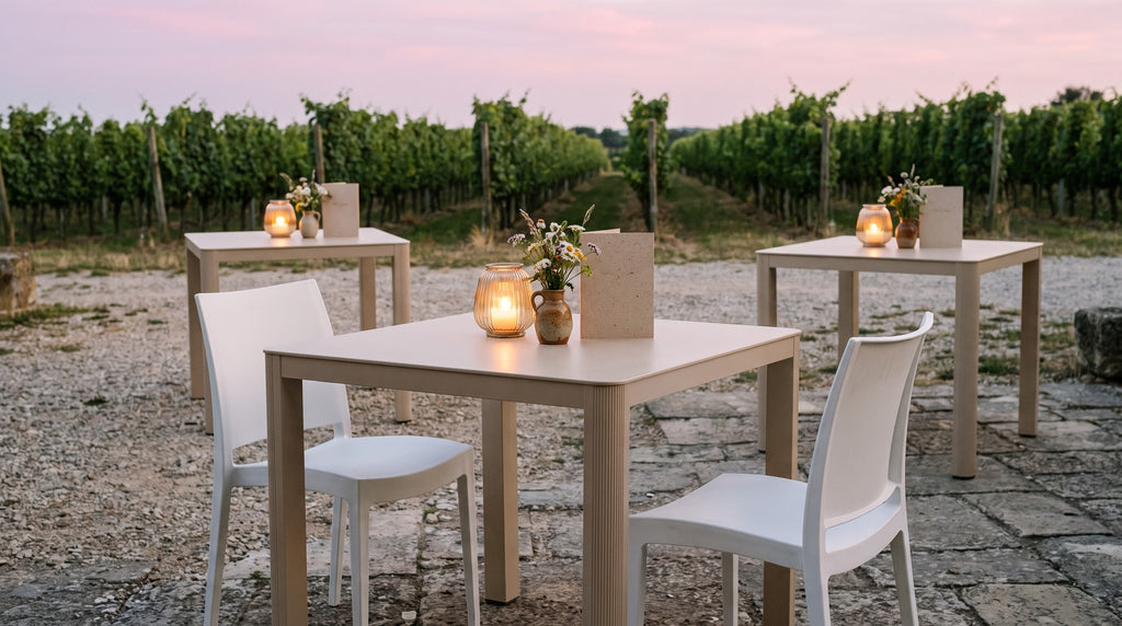 Terrassenstuhl Linares – Einsatzbeispiel am Abend