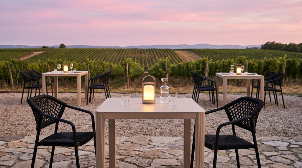 Terrassenstuhl Nessus – Einsatzbeispiel am Abend