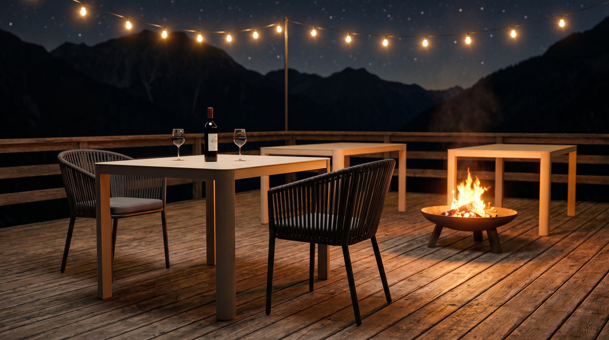 Terrassenstuhl Orion – Einsatzbeispiel am Abend