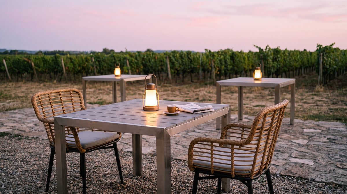 Terrassenstuhl Sol Honey – Einsatzbeispiel am Abend
