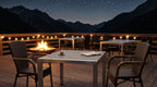 Terrassenstuhl Spring de Luxe mocca – Einsatzbeispiel am Abend